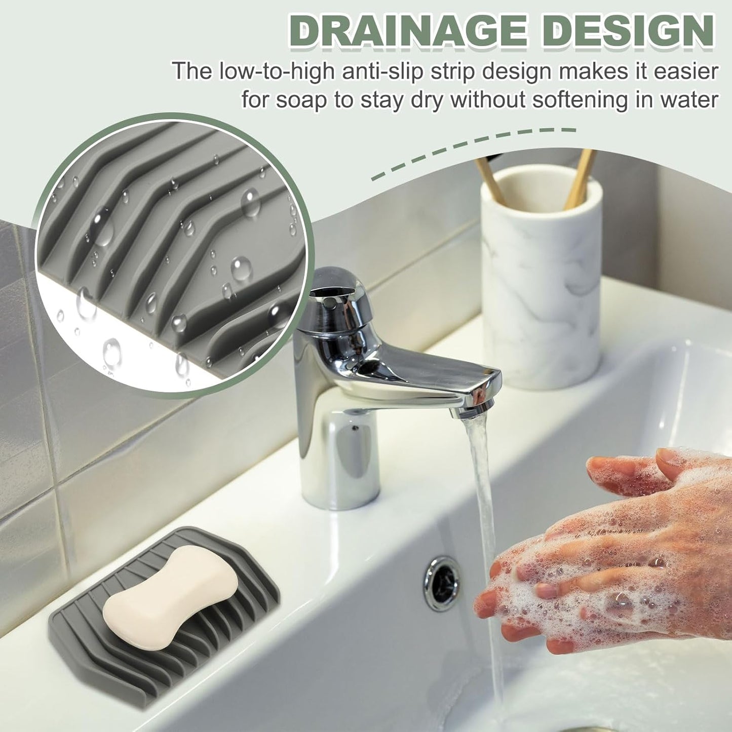 uxcell 2Pcs Soap Dish with Drainage, Silicone Self Draining Soap Bar Holder Sponge Shampoo Bars Tray for Bathroom, Shower, Bathtub, Kitchen, or Countertop(Black)