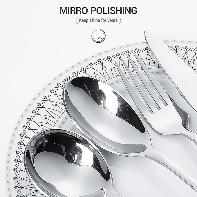 Silverware Set for 2, 14-Piece Heavy Duty 304 Stainless Steel Flatware Set, Mirror Polished Cutlery Set, Forks Spoons and Knives Set for Home Restaurant Dinner Party, Silver