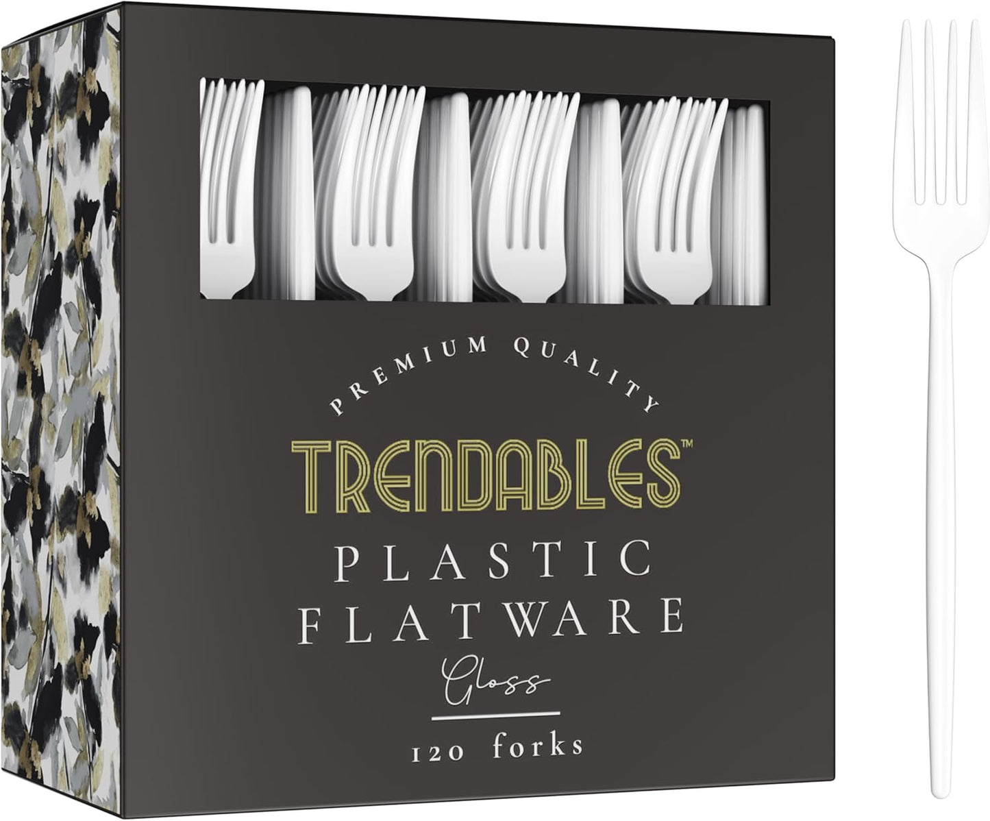 Trendables 120 Pack White Plastic Forks - 120 Count, Disposable, Fine, Gloss, Durable, Classy, Perfect for Parties
