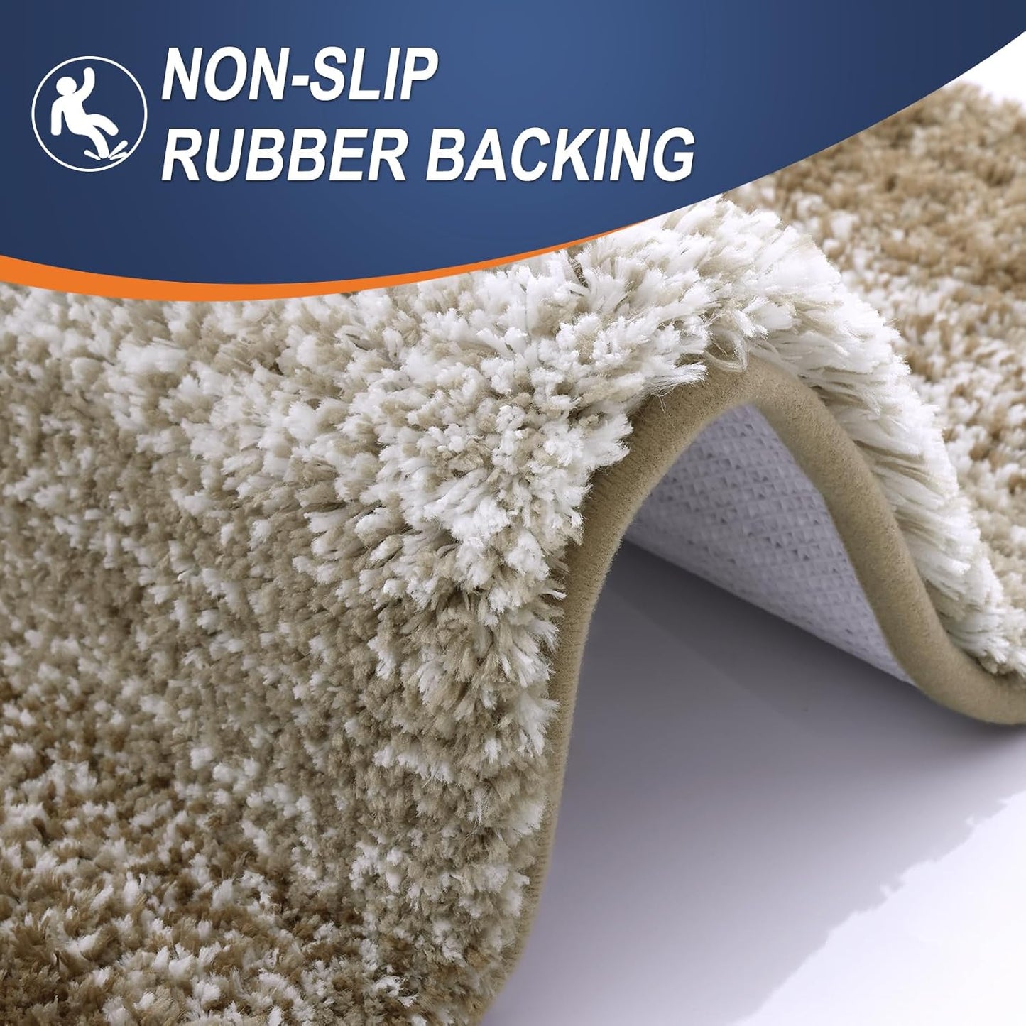 OLANLY Bathroom Rug Set 2 Piece, Soft Absorbent Microfiber Bath Rug Set, Non-Slip, Machine Wash Dry, Plush Shaggy Bath Mats for Bathroom (30"x20"+24"x16", Coffe)