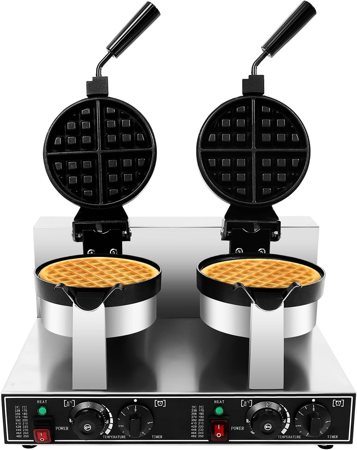 2400W Electric Waffle Maker Machine, Double Head Electric Cake Waffle Maker 122-572℉ Non-stick Waffle Stick Maker for Home & Commercial Use