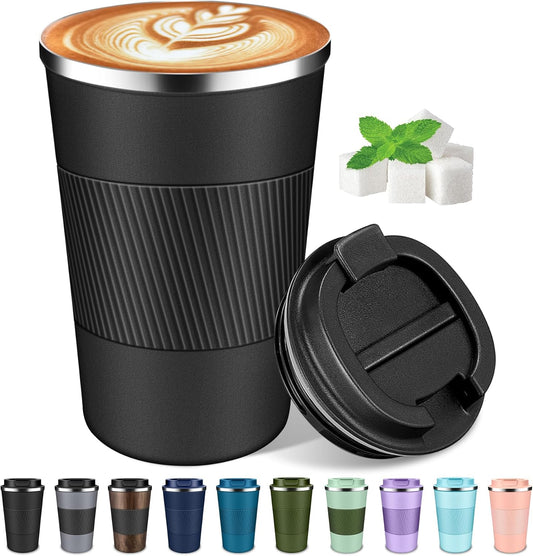 Coffee Travel Mug 12 oz & 17 oz Insulated Coffee Mug with Lid Portable Spill-Proof Coffee Travel Mug No Handle Reusable Stainless Steel Mug Keeps Cold and Hot Suitable for Car, Daily, Travel and Gifts