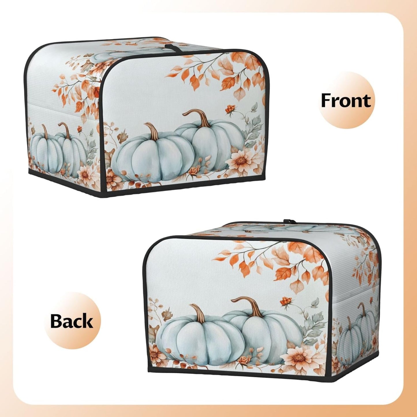 Toaster Cover 4 Slice Pumpkin Fall Leaf Thanksgiving Kitchen Small Appliance Covers with Pockets Dust and Fingerprint Protection