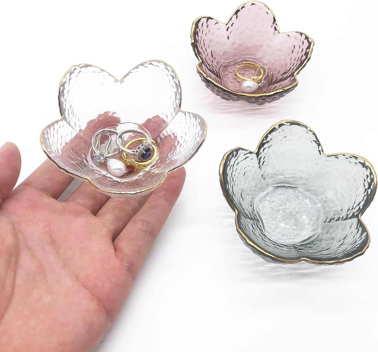 Small Ring Dish Jewelry Bowl, Glass Jewelry Dish Trinket Bowl, Crystal Ring Holder Dish Jewelry Plate, Nightstand Decor Jewelry Holder Dish, Engagement Gift Jewelry Tray Dish for Rings, Keys