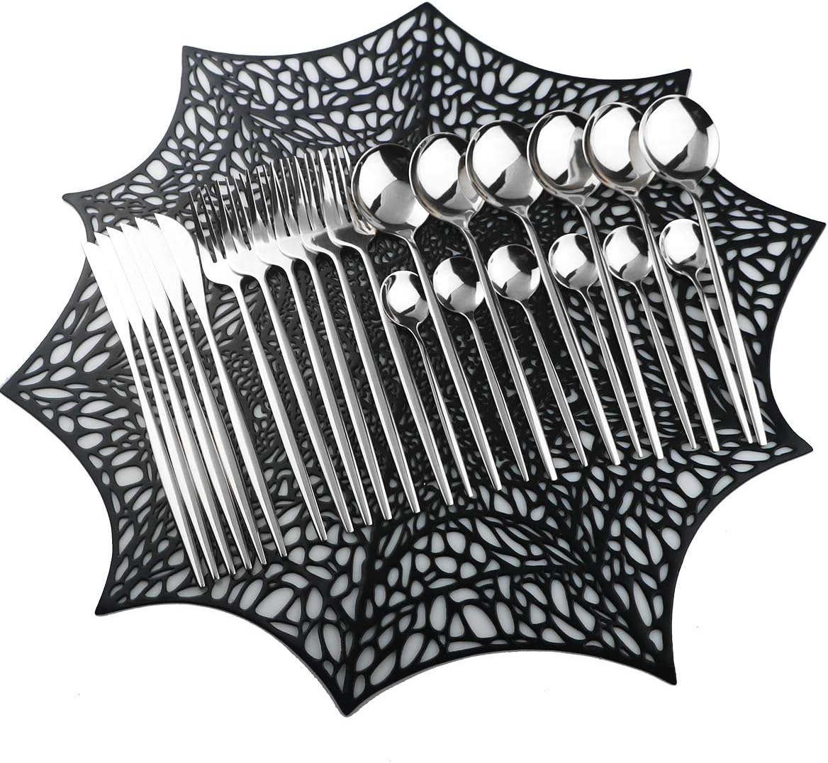 Mirror Polished Silver Silverware Set,24-Piece 304 Stainless Steel Satin Finish Flatware Set,Kitchen Utensil Set,Tableware Cutlery Set for Home and Restaurant, Dishwasher Safe Service For 6