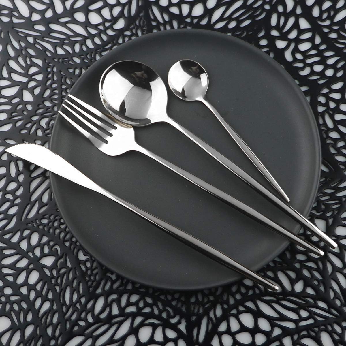 Mirror Polished Silver Silverware Set,24-Piece 304 Stainless Steel Satin Finish Flatware Set,Kitchen Utensil Set,Tableware Cutlery Set for Home and Restaurant, Dishwasher Safe Service For 6