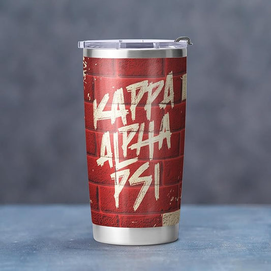 Kappa Alpha Psi Fraternity Paraphernalia - Official Vendor - 20 oz Stainless Steel Insulated Sublimation Tumbler - Blocks