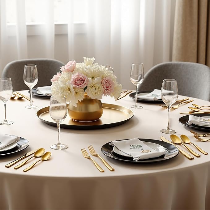 HIKAA Forged Silverware Set Stainless Steel Flatware Set,Service for 4,Matte Satin Polished Cutlery Set,Dishwasher Safe (Gold, 40PCS)