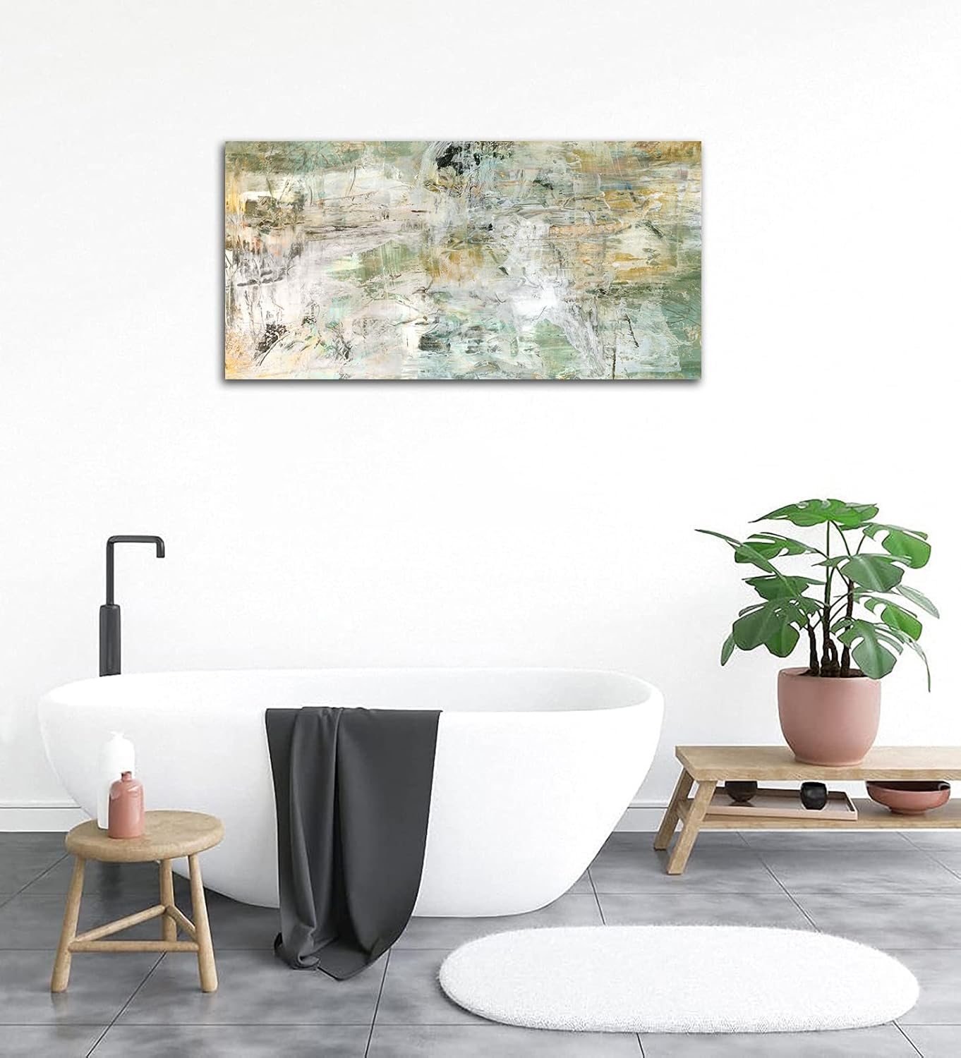 NINEASO Brown Green Abstract Wall Art - Unearthed World Abstract Canvas Pictures for Wall Decor Modern Abstract Canvas Painting Artwork for Living Room Bedroom Home Office Wall Decorations 20" x 40"