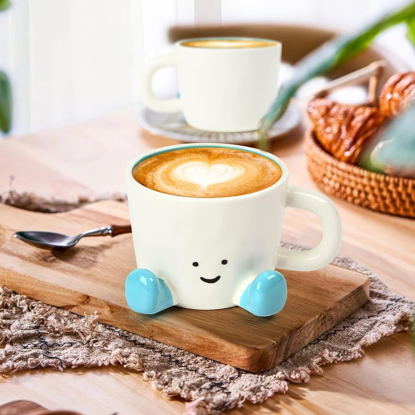 Coffee Mugs,Cute funny Mug For Women, 12.8oz/380ml Unique Ceramic Coffee Tea Cups, Office Mug Gift (blue)