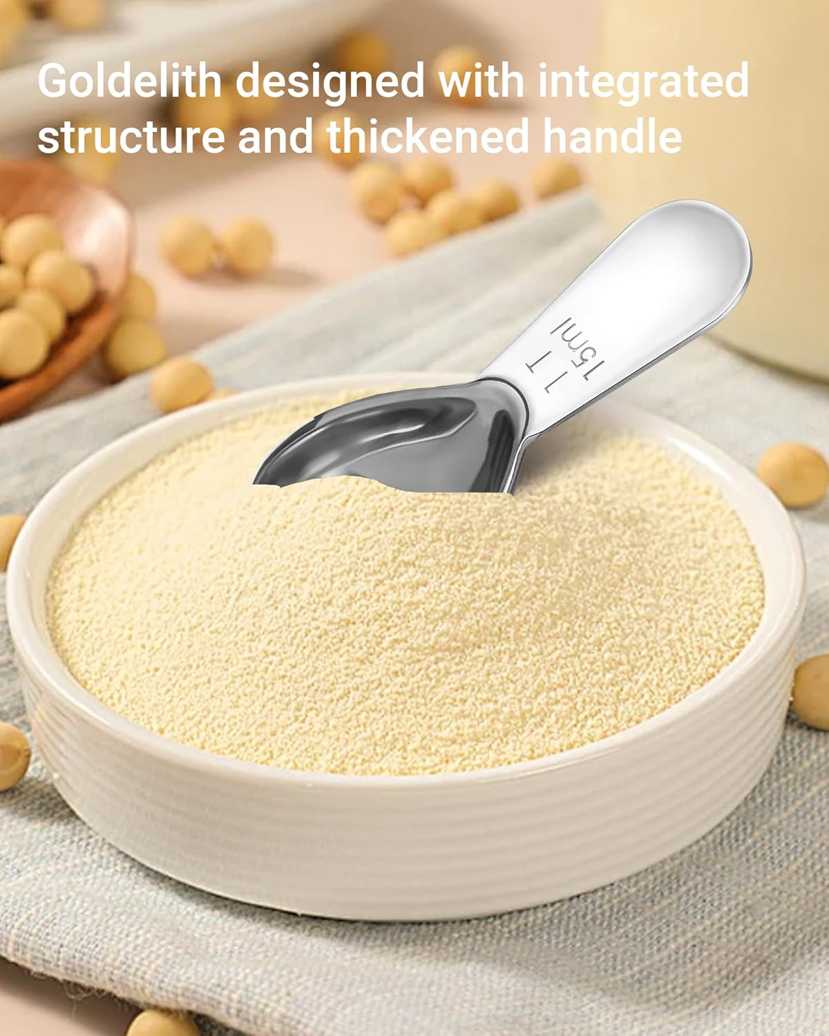 Coffee Scoop 15ml 2PCS, 1 Tablespoon Measuring Spoons, Ergonomics Design Coffee Scooper Stainless Steel Manufacture，Coffee Scoop for Ground Coffee Protein Powder Sugar Cereal (Silver, 1 tbsp-15ml)