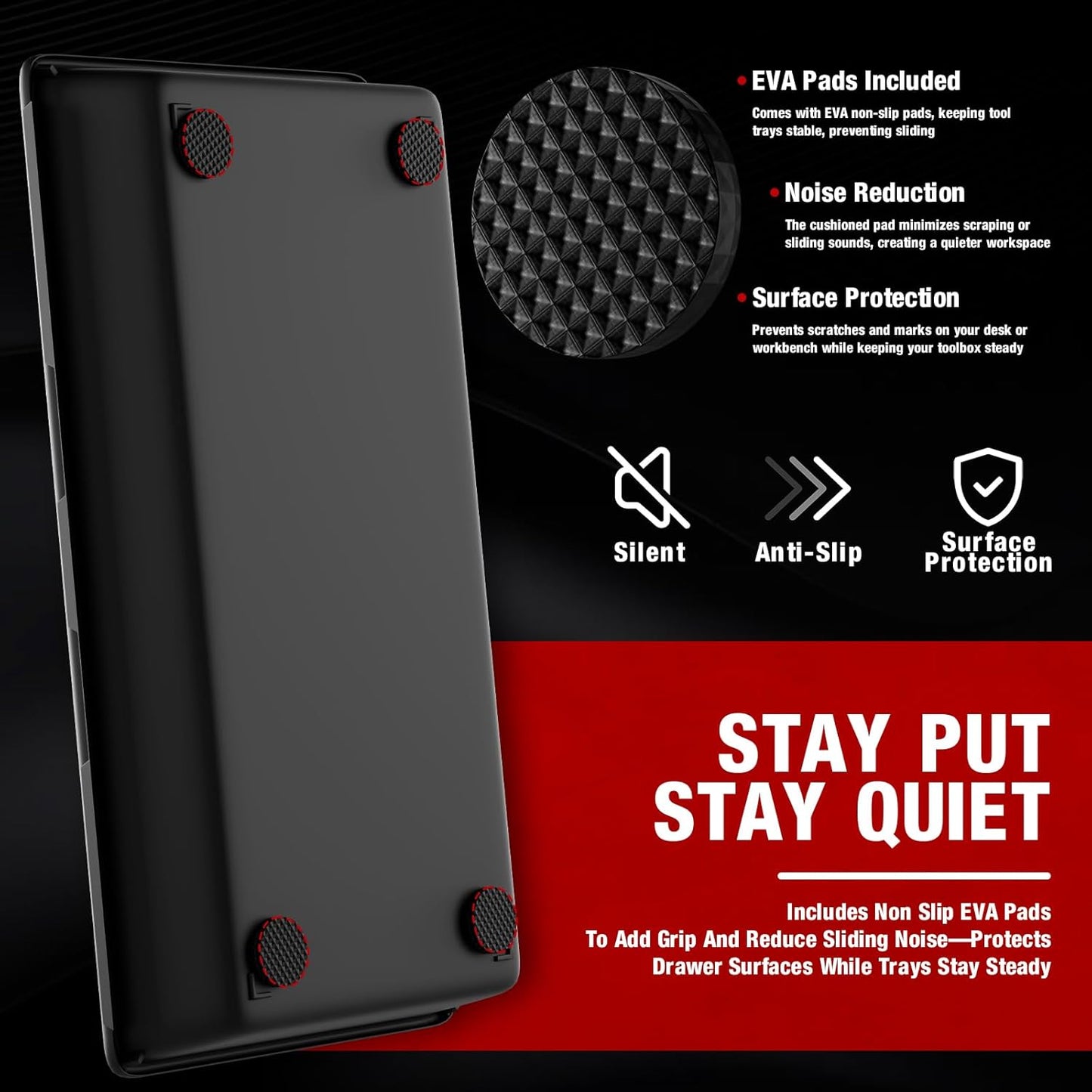 【48PCS & 5 Sizes】 Tool Box Organizer Tray, Toolbox Drawer Organizer with Non-Slip Pads, Desk Drawer Divider Set, Fits Rolling Tool Chest Cabinet for Garage & Workbench