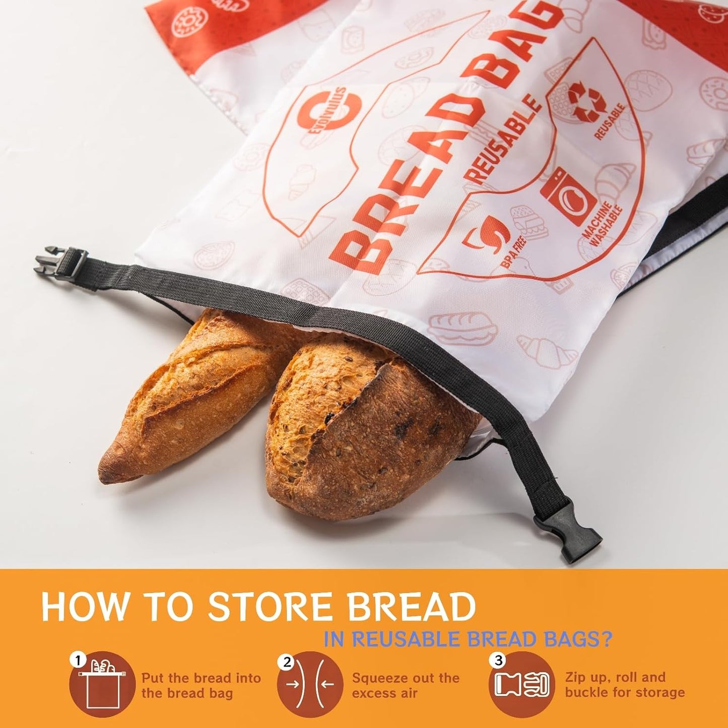2 Pack Reusable Bread Bags for Homemade Bread，Sourdough Baking Supplies，Freezer Bread Storage Bag, Zipper Storage Container for Homemade Sourdough Bread Loaf