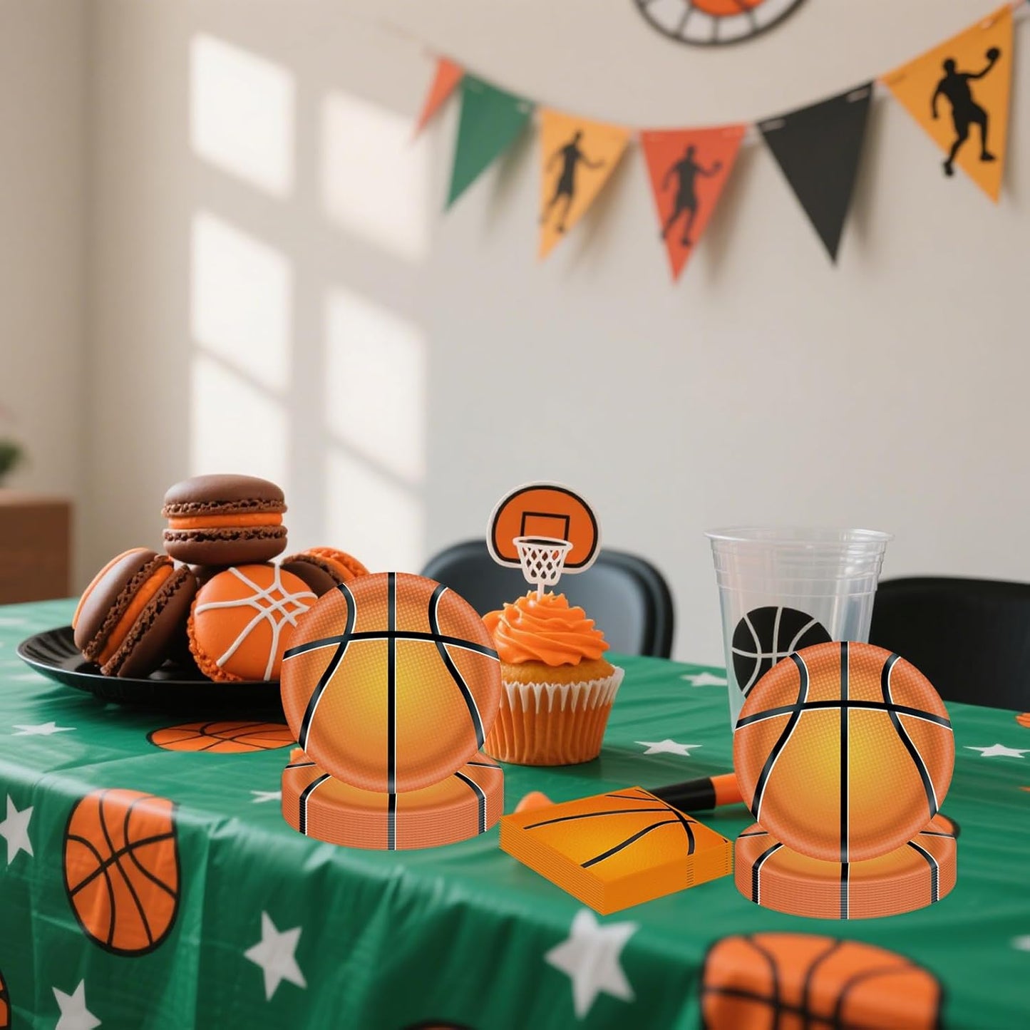 50pcs Basketball Plates and Napkins Party Decorations, 7inch Basketball Themed Birthday Paper Dessert Plates and Napkins Disposable Sports Tableware Sets Party Supplies for Birthday Baby Shower