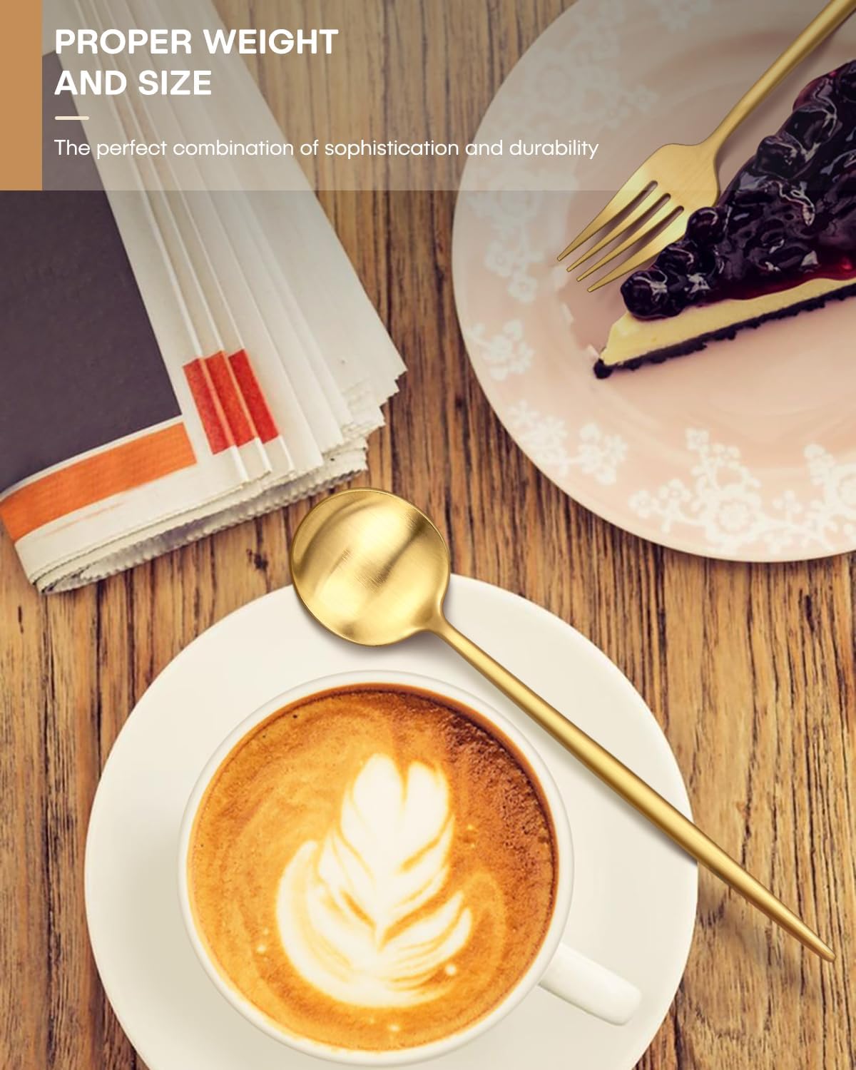 Gold Silverware Set,Ollex 20 Pieces Flatware Set for 4,Matte Utensil set with Stainless Knives Gold Forks and Spoons Tableware Cutlery Set with Satin Finish Dishwasher Safe