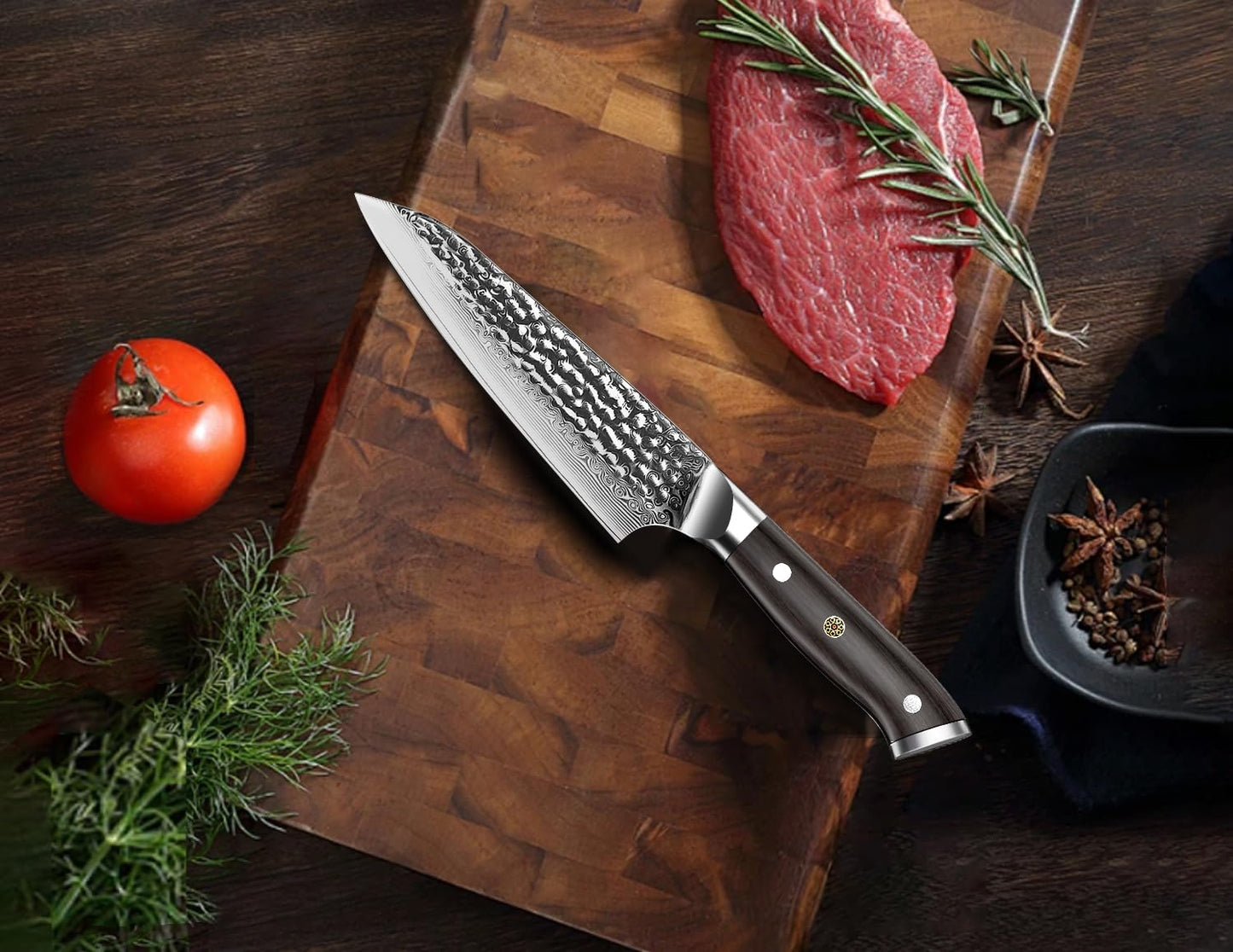 BRODARK Paring Knife, Damascus Utility Knife 5 inch, Japanese VG10 Steel Core Ultra Sharp Peeling Knife with Ebony Handle, Hand Made with Gift Box, Holiday Gifts