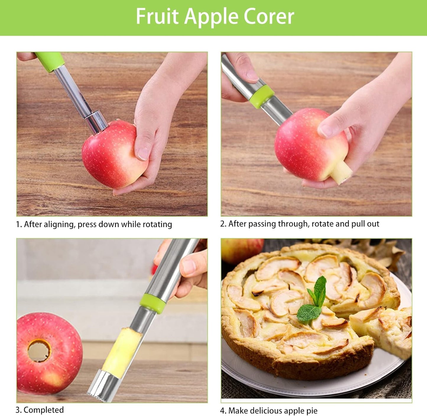 Openfly Vegetable Corer Tool, 6 Pcs Stainless Steel Fruit and Vegetable Corer Tools for Home Kitchen Cherry Pear Jujube Zucchini Chili