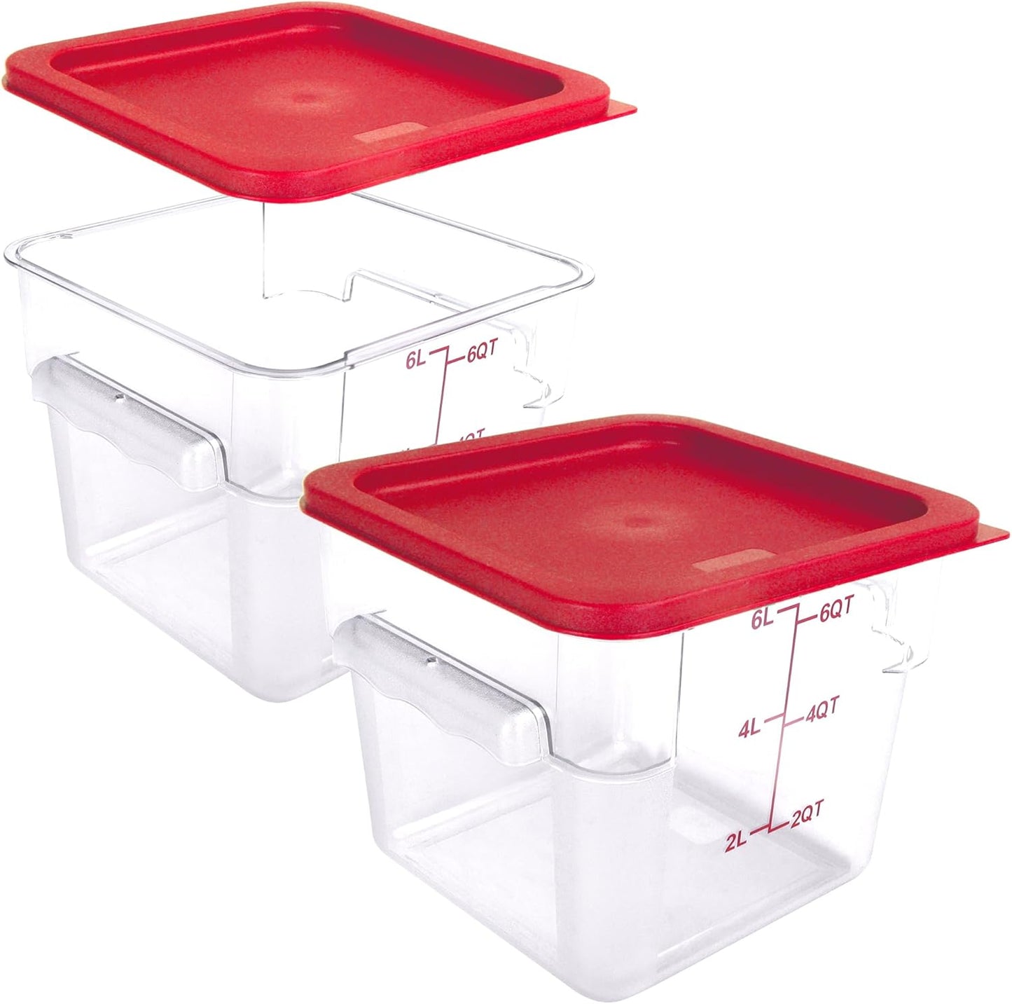 2 Pack Square Food Storage Container With Lid,2-12 Quart Commercial Storage Box With Scale & Handle,Cake Making,Dough Marinating Meat,Kitchen Supplies (6 Quart)