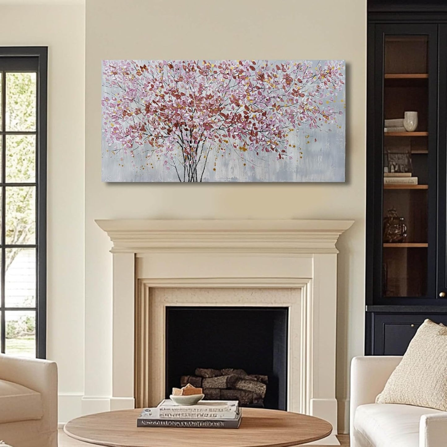 Colorful Flowers Canvas Art Prints Pink and Red Tree Wall Decor 24"x48" Bedroom Plant Wall Art Office Artwork Living Room Posters