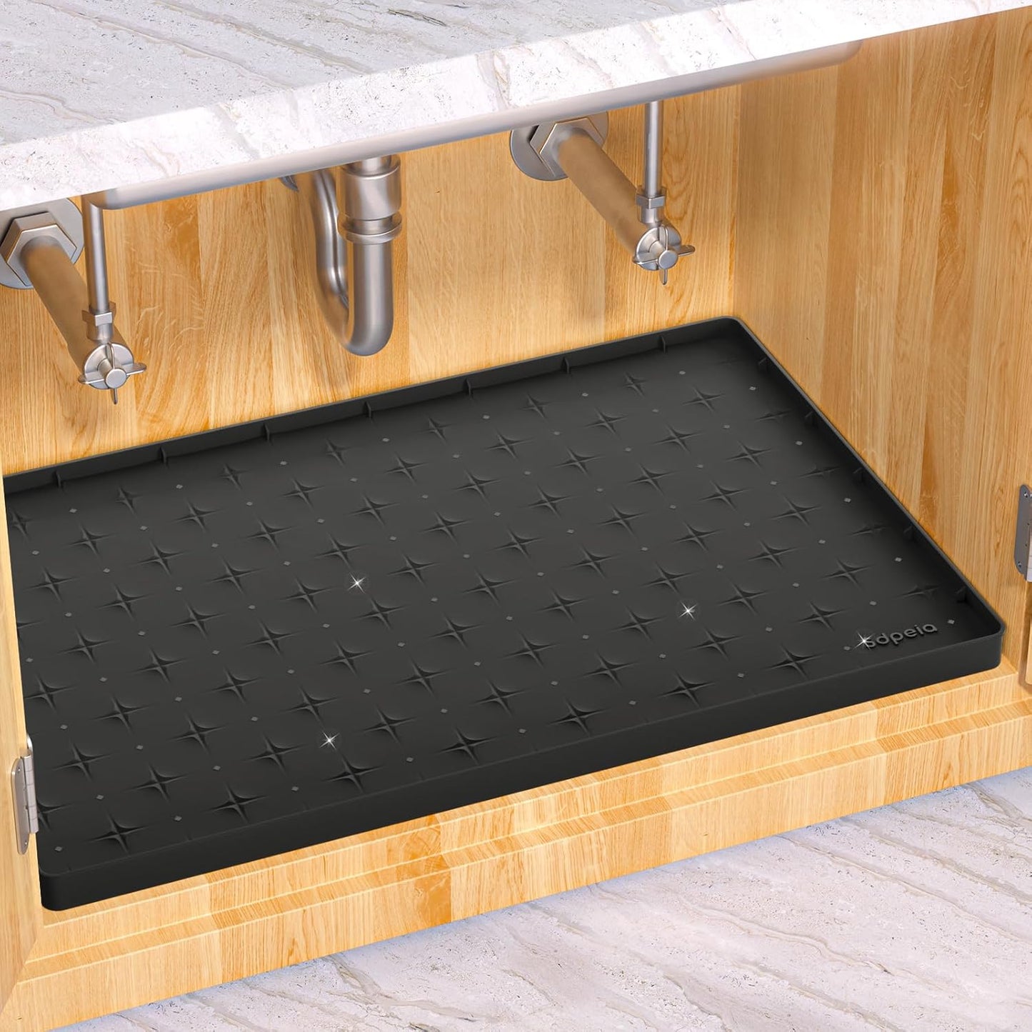 Sdpeia Under Sink Mat for [22" x 22"] Cabinet, Upgraded Silicone Waterproof Mat Kitchen Cabinet Liner Cabinet Protector Kitchen Organizers and Storage