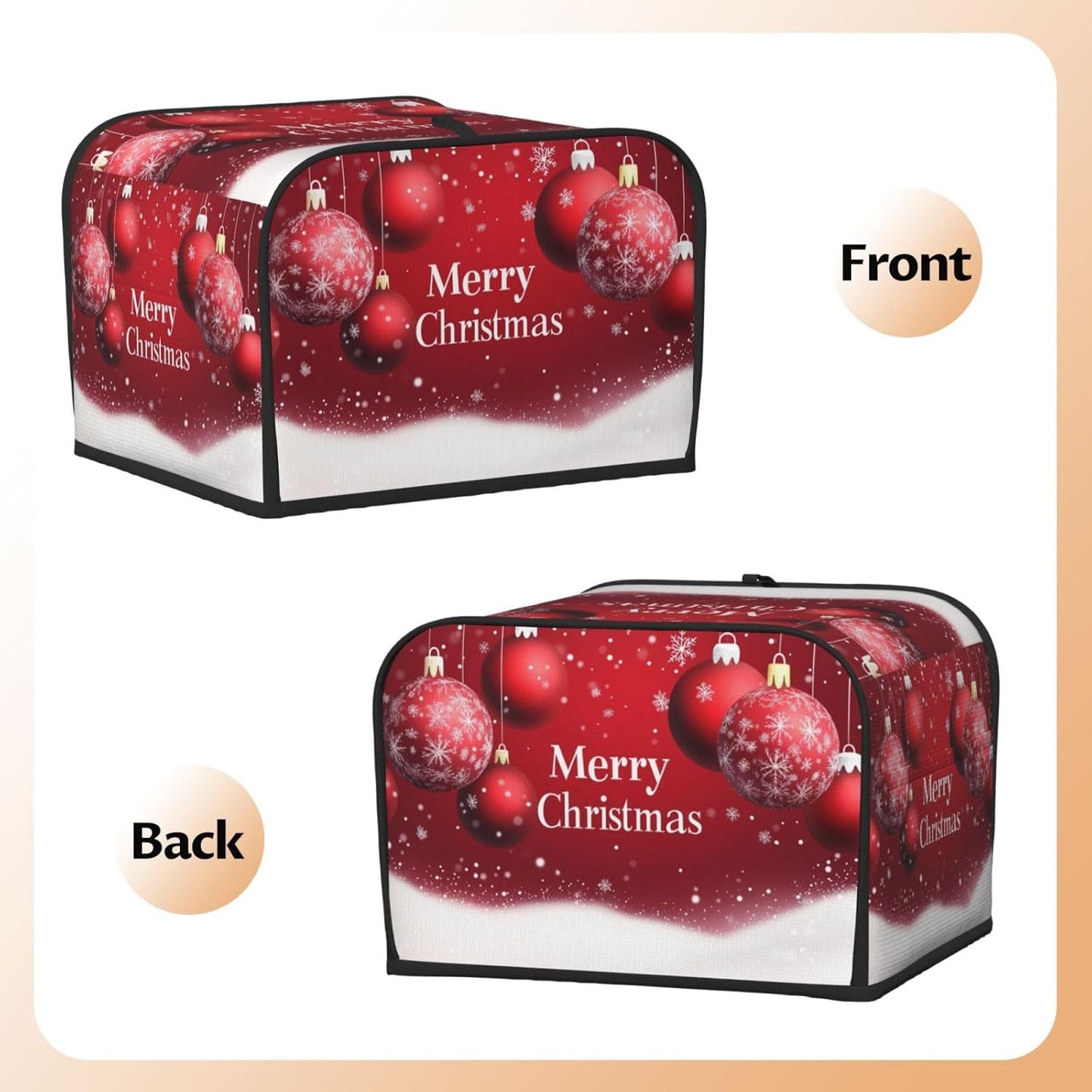 Toaster Cover 4 Slice Red Ball Christmas Pattern Kitchen Small Appliance Covers with Pockets Dust and Fingerprint Protection