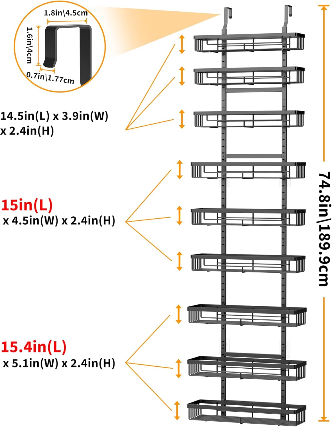 Moforoco 9-Tier Over The Door Pantry Organizer, Pantry Organization and Storage, Black Hanging Basket Wall Spice Rack Seasoning Shelves, Home & Kitchen