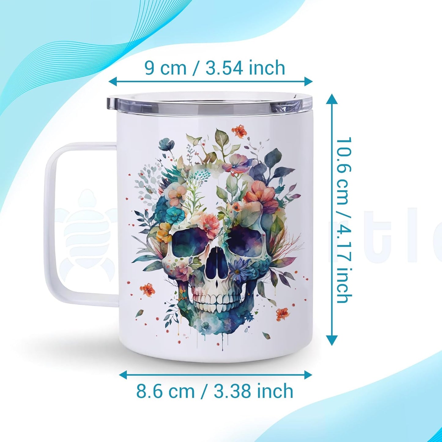 Hyturtle Skull Cup Gifts Skull Lovers - Just A Girl Who Loves Skulls Coffee Mug Stainless Steel 12oz - Goth Gifts For Women - Cute Gothic Lover Gift For Her, Girls, Daughter On Birthday Christmas