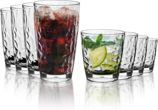 Topsky Reusable Plastic Cups, Shatter Proof Drinking Glasses, Unbreakable Tumblers for Home, Picnic, Party - Dishwasher Safe, Stackable | 10-oz, 16-oz