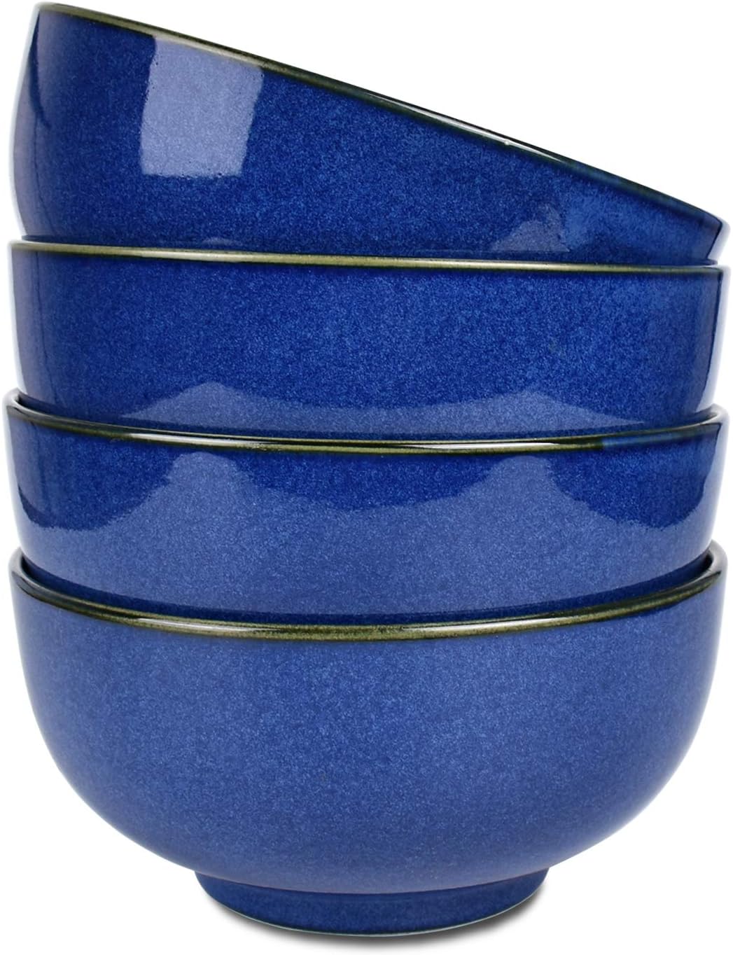 Bosmarlin Ceramic Soup Bowl Set of 4, 24 Oz, Cereal Bowl for Oatmeal, Dishwasher and Microwave Safe (5.75 Inches, Royal blue)