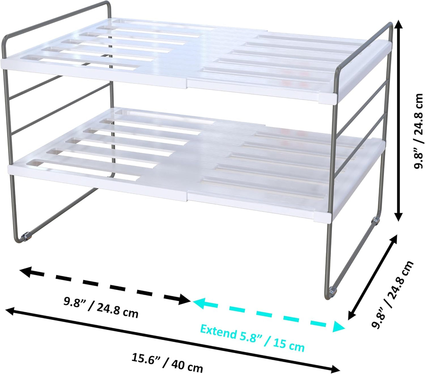 YAN & HIN 2 Packs 3-Tier Pantry Cabinet Organizers and Storage, Adjustable Height and Expandable Kitchen Plastic Wrap Organizer, Sturdy Aluminum Foil Countertop and Storage for Multi-Purpose Use