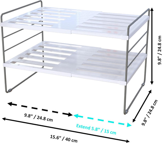 YAN & HIN 2 Packs 3-Tier Pantry Cabinet Organizers and Storage, Adjustable Height and Expandable Kitchen Plastic Wrap Organizer, Sturdy Aluminum Foil Countertop and Storage for Multi-Purpose Use