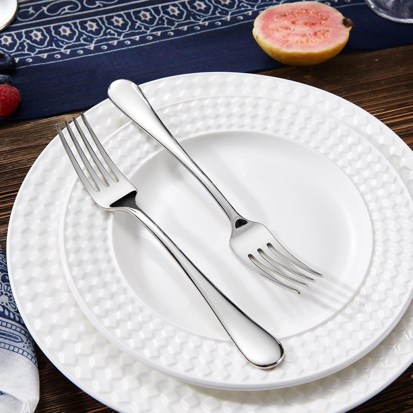 KEAWELL Premium Fine Verona 8-Piece 7.4 inch Fork Set – 18/10 Stainless Steel, Heavy-Duty Mirror-Finished Flatware for Elegant Everyday Dining and Entertaining (8, Salad Forks)