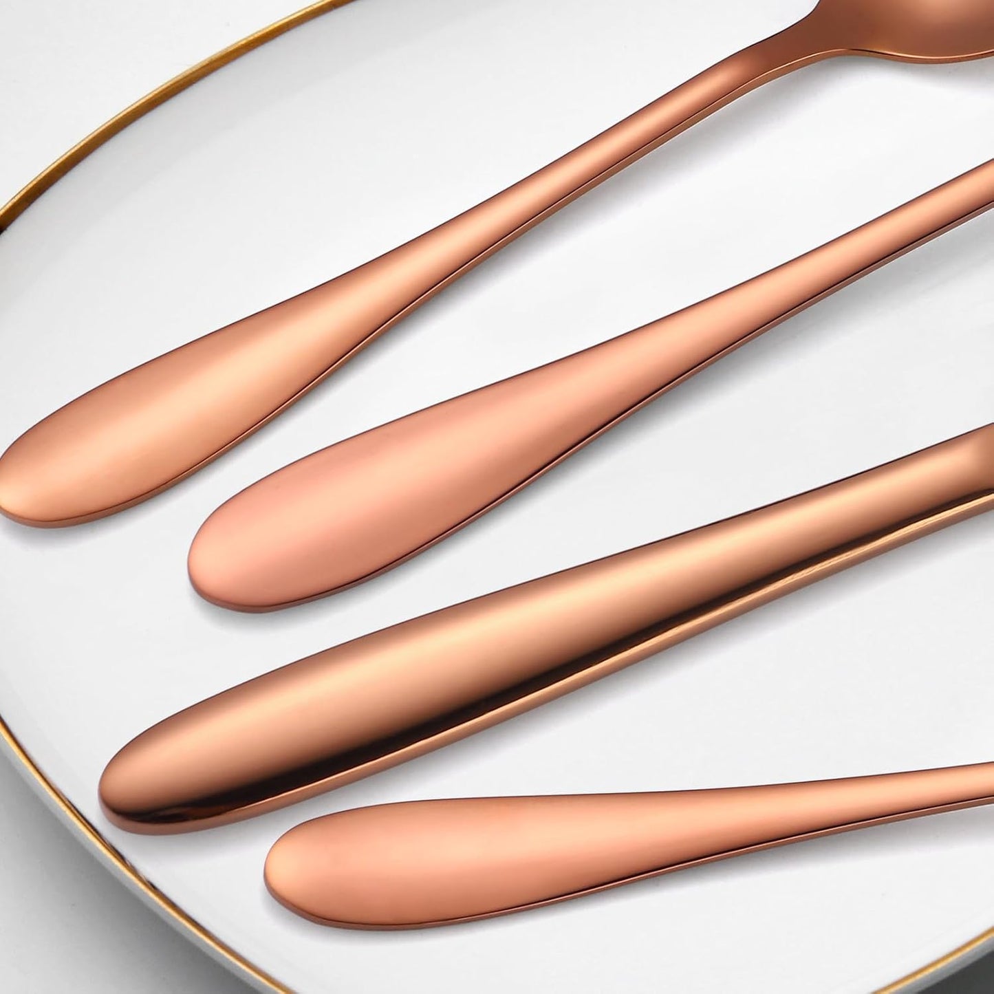 Copper Flatware Set 8 Stainless Steel Silverware 40 Pieces include Forks Spoons Knives Heavy Duty Durable for Home Kitchen Festival Parties Resturant Utensils