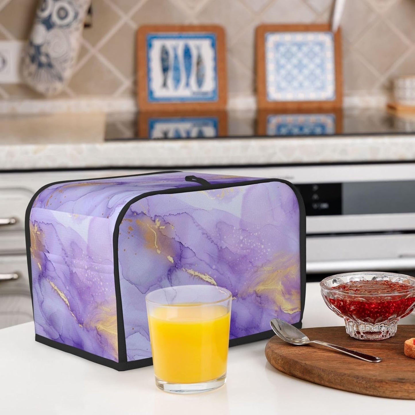 Toaster Cover 2 Slice Pastel Purple Marble Kitchen Small Appliance Covers with Pockets Dust and Fingerprint Protection
