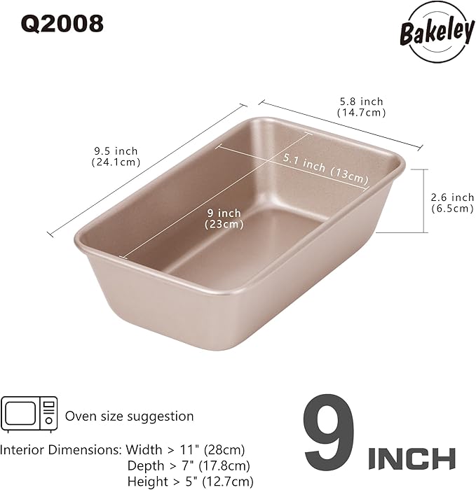 9-inch Loaf Pan Nostick Carbon Steel Bakeware Rectangle Bread Pan for Baking