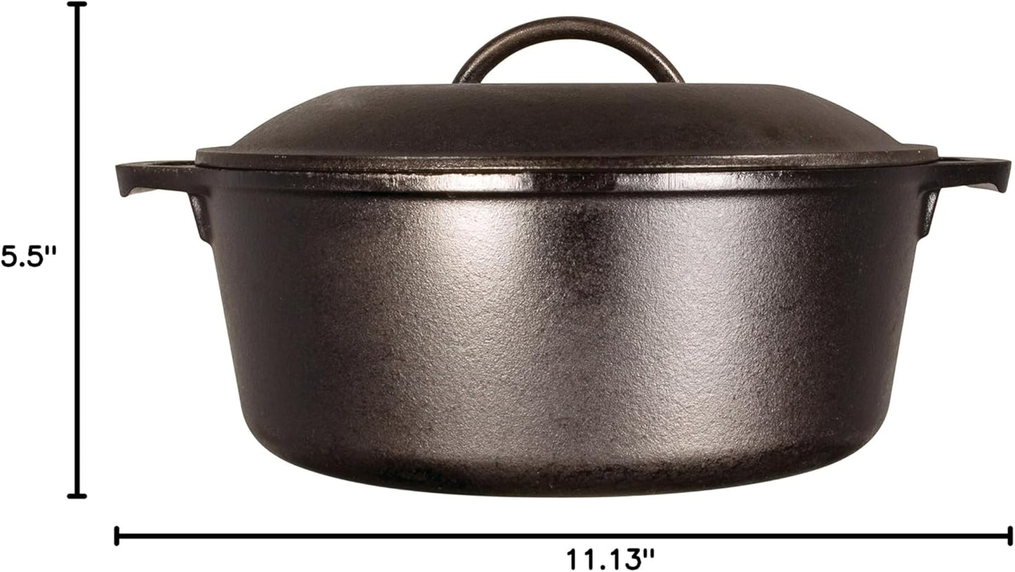 Lodge Cast Iron Dutch Oven with Handle Holders, 5 quart, Black/Red
