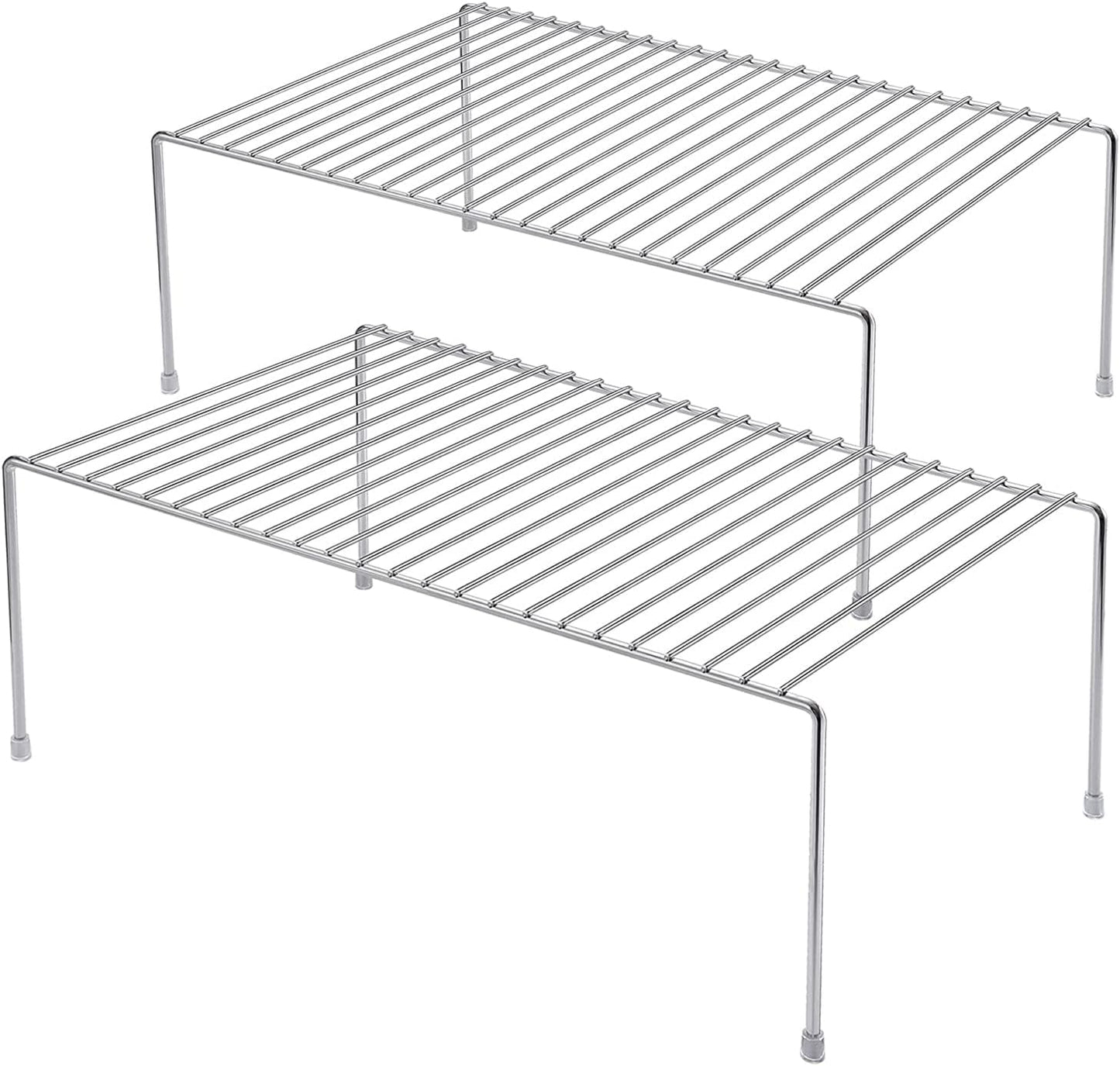 Kitchen Cabinet Shelf Organizer Set of 2, Medium (13 x 9.4 inch) Metal Wire Pantry Storage Shelves, Dish Plate Racks for Cabinets, Freezer, Counter, Cupboard Organizers and Storage, Chrome