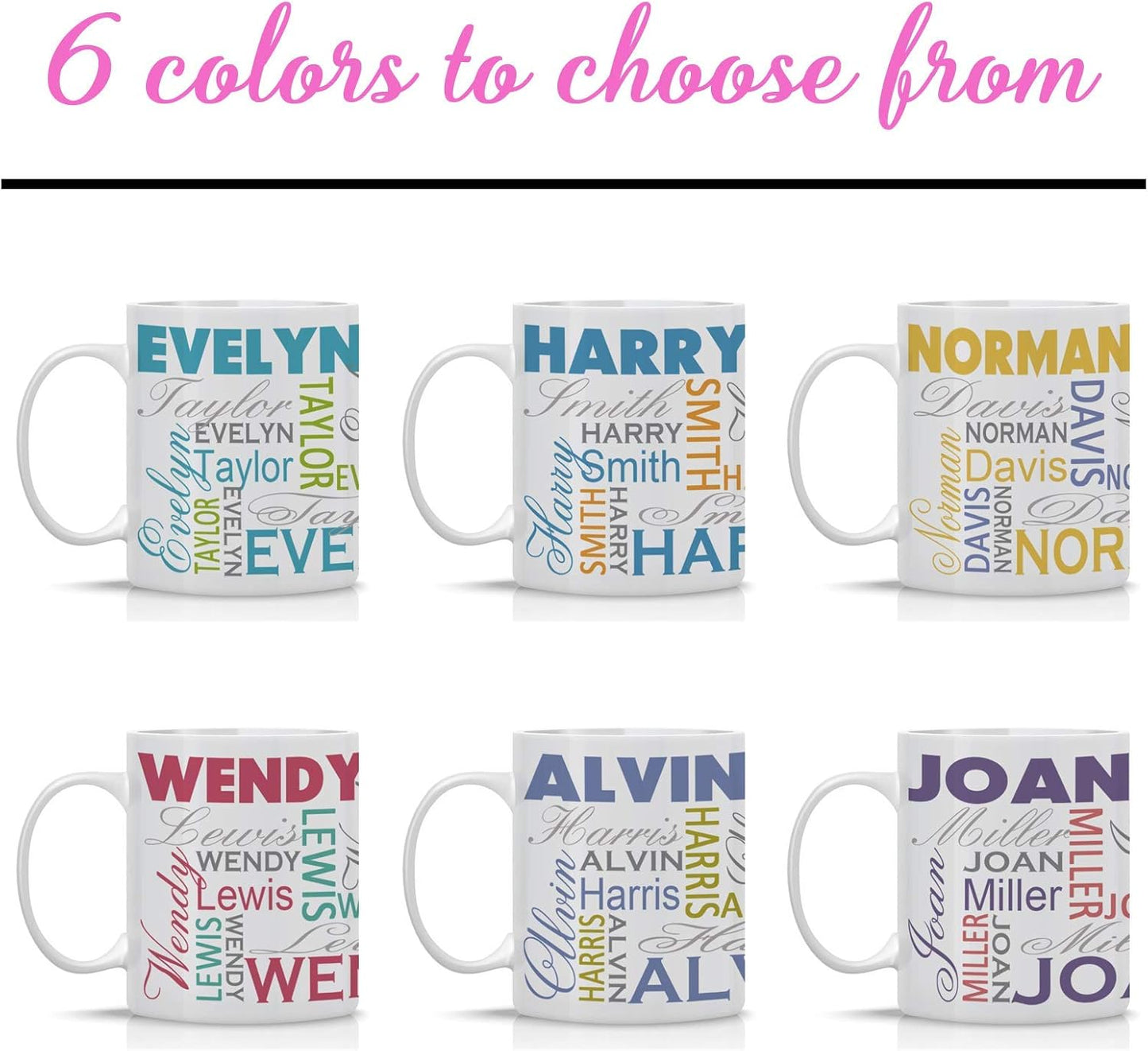 InterestPrint Personalized Coffee Mug, Custom Mug with Name, Customized Tea Cup with First and Last Name, Gift for Womens Mens Girls Boys Mother Father - 11 or 15 oz, White Mug #07