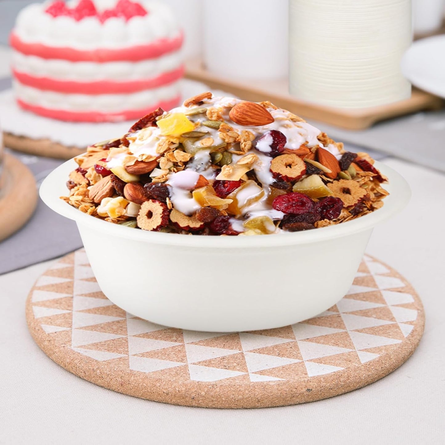 Heavy Duty Paper Bowls - 200 Pack, 12 oz, Eco-Friendly, Made of Natural Bagasse, Ideal for Hot Soup, Cereals, Milk, Salad, Dessert