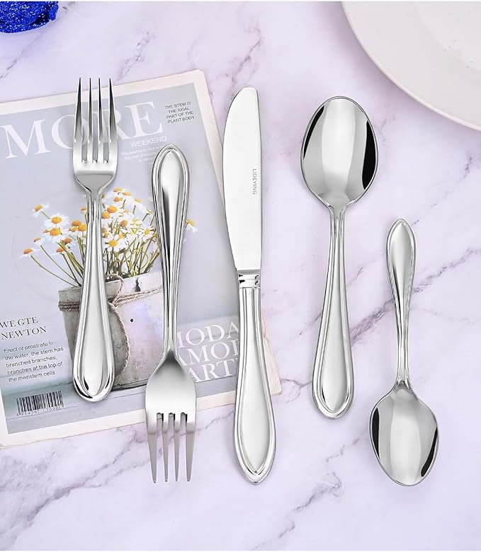 Silverware Set, 20 Piece Flatware Cutlery Set for 4,18/0 Stainless Steel Utensils,Mirror Polished Dishwasher Safe, Modern Tableware for Home, Restaurant, Wedding, Party