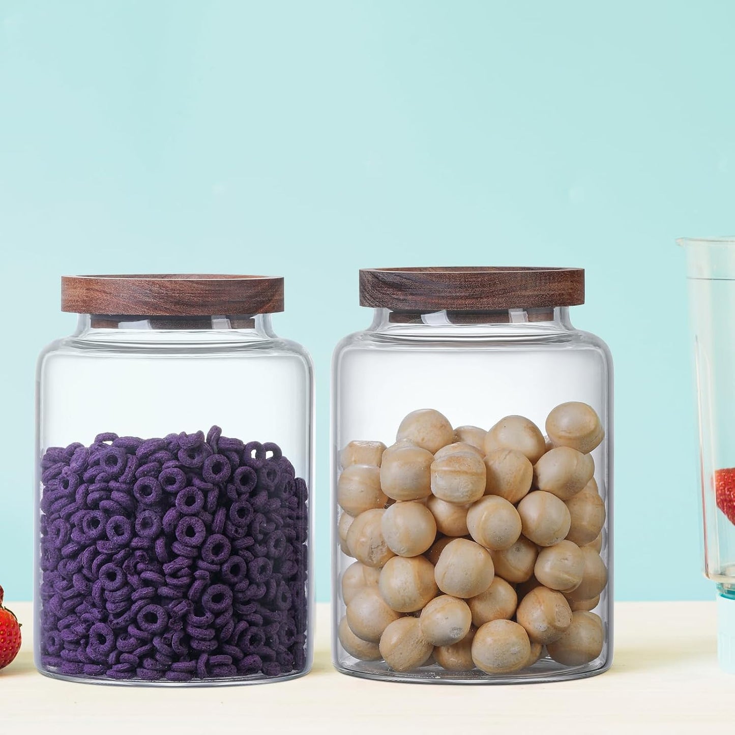 Glass Candy Jar with Lid Glass Sugar Containers Kitchen Canisters Pantry Food Storage Container for Cookies Coffee Bean Cereal Flour Cookies(40oz(1200ml)-1 pack)