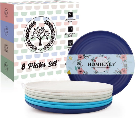 Homienly Dessert Plates Set of 8 Wheat Straw Mini Dinner Plates for Snack, Appetizer and Side Dish (Island Series)