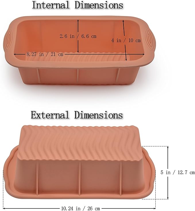 3 pack Silicone Bread Loaf Pans - Baking Mold For Baking Cakes,Brownies,Long loaf of bread Cheesecakes,Homemade Cakes Breads,Meatloaf,Ice brickand and More Set of 3 colors