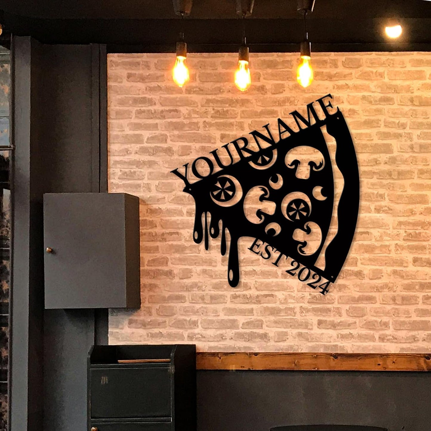 magilab Personalized Pizza Metal Sign, Custom Kitchen Wall Decor for Home & Outdoor, Food Lover Gift (Style C)