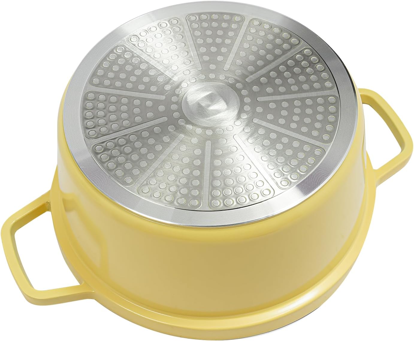 4L Stew Pot with Lid Modern Round Dutch Oven Pot with Lid Ceramic Stew Pot Casserole Dish with Dual Handles for Home Restaurant Kitchen (Yellow)
