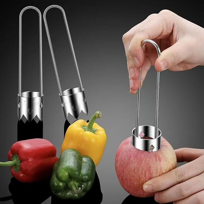 Fruit and Vegetable Corer Pepper Seed Apple Remover Bell Pepper Tomato Corer Tool Stainless Steel Kitchen Gadget