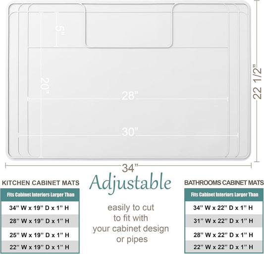 The Original Under Sink Mat - Silicone Waterproof mat, Trimmable, Easy to Clean, Kitchen cabinet liner, Under sink protector mats, Disinfection Surface - 34" x 22" or smaller