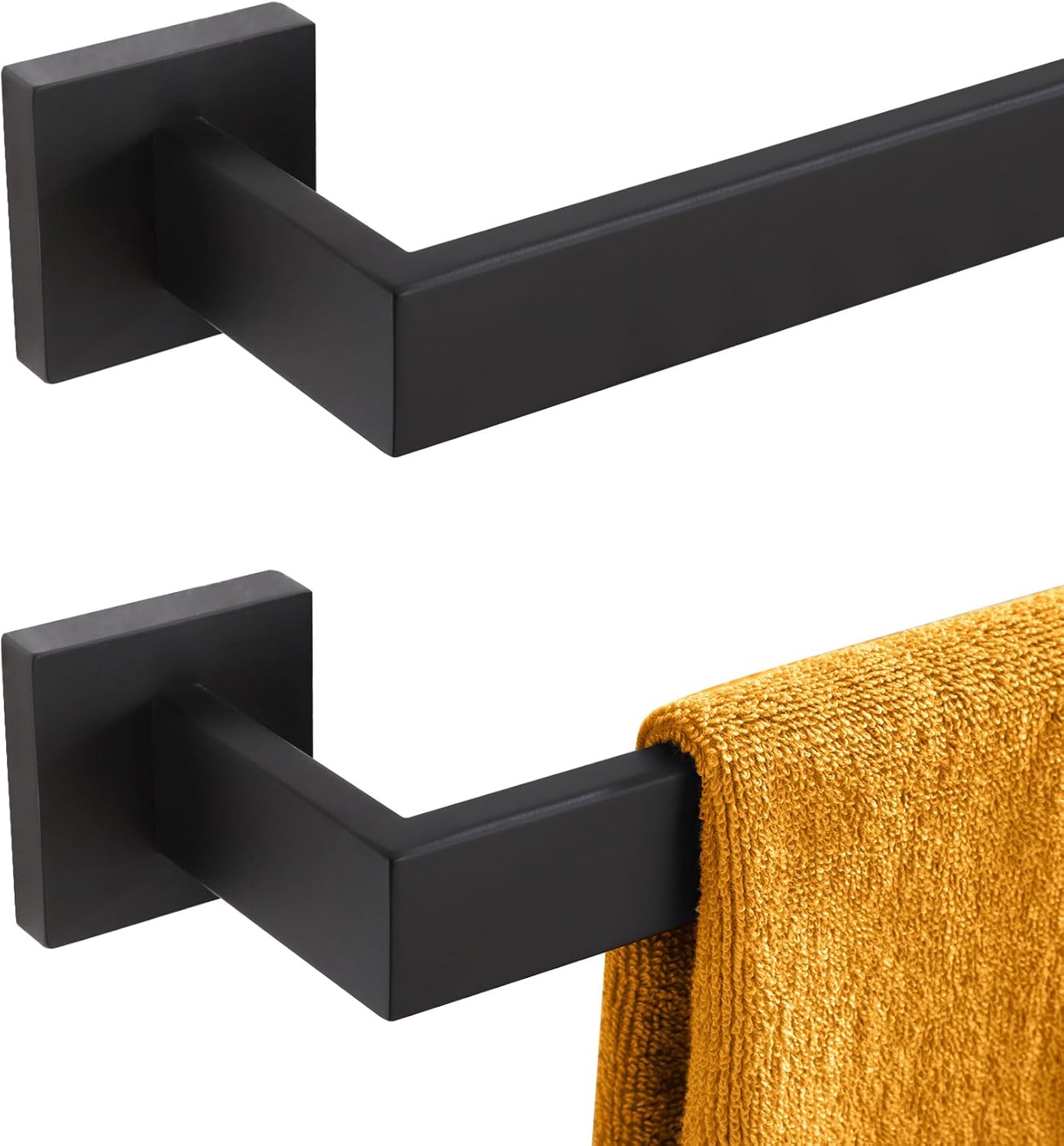 KOKOSIRI 20-Inch Single Towel Bar, Bathroom Kitchen Towel Holder, Wall Mounted SUS304 Stainless Steel Towel Rack 2 Pack, Matte Black, B4003BK-L20-P2
