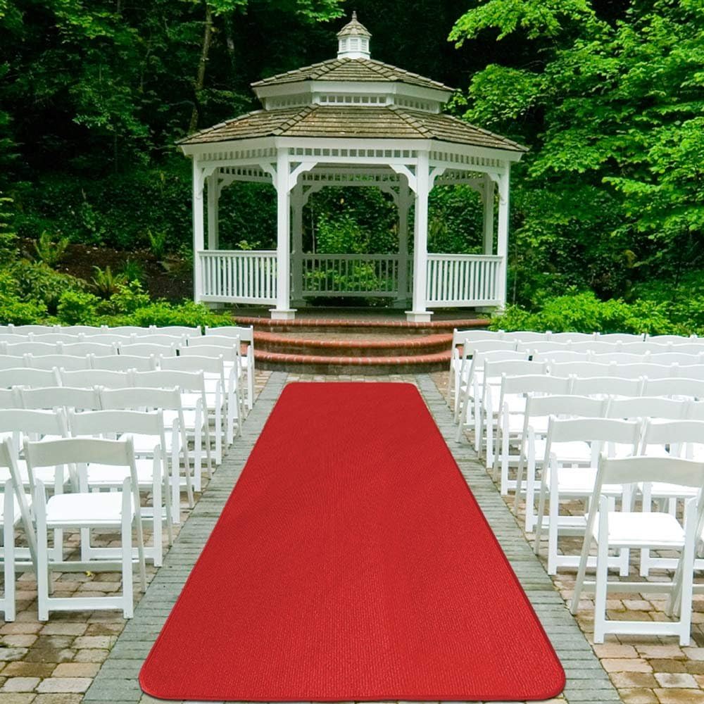 House, Home and More Red Carpet Aisle Runner - 4 Ft x 10 Ft - Real Carpet, Bound Edges, Low Pile Height, Stain Resistant, Event Runway Rug for Wedding, Hollywood Movie Award Ceremony Party Decoration