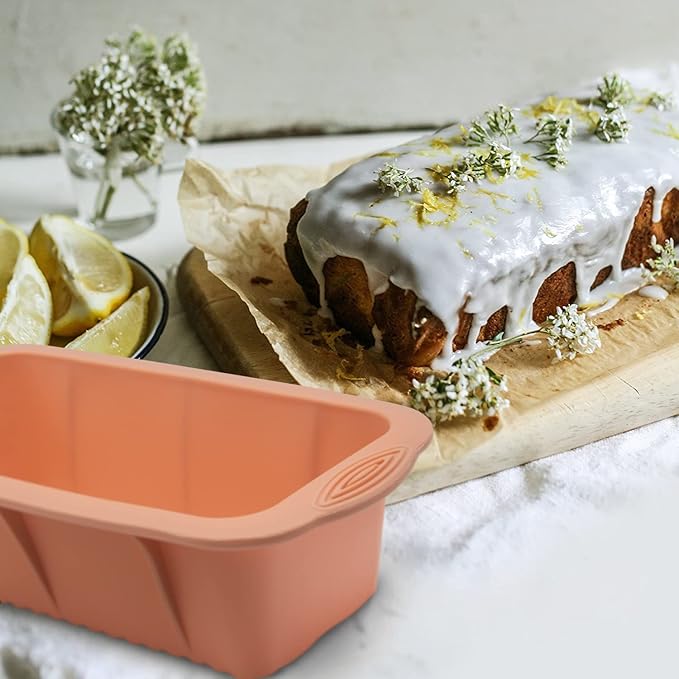 3 pack Silicone Bread Loaf Pans - Baking Mold For Baking Cakes,Brownies,Long loaf of bread Cheesecakes,Homemade Cakes Breads,Meatloaf,Ice brickand and More Set of 3 colors